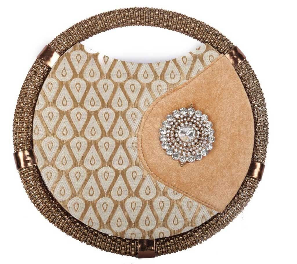 White floral design stone setting purse