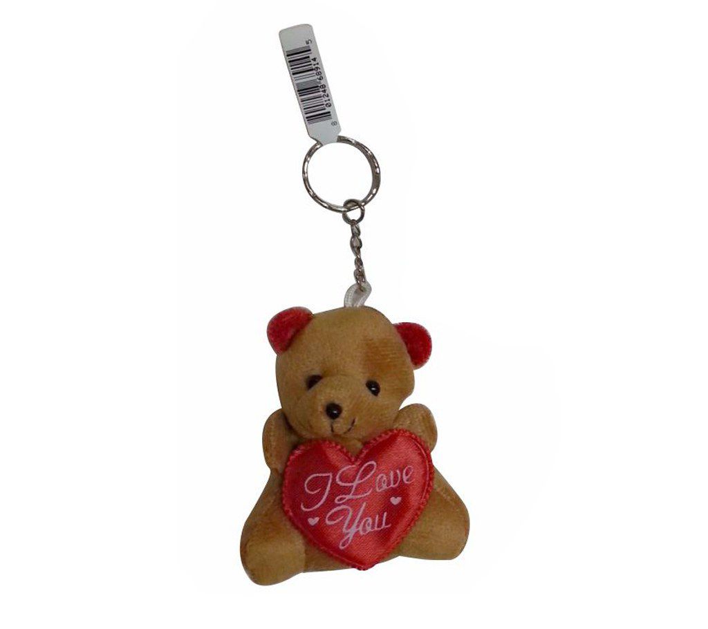 I Love You Teddy Bear Key Ring - Brown