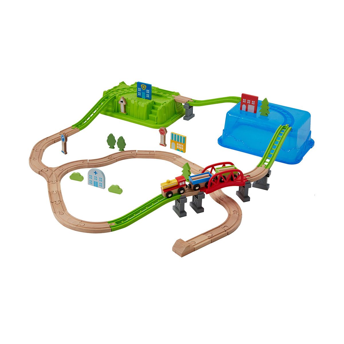 Wooden Train Set with Storage