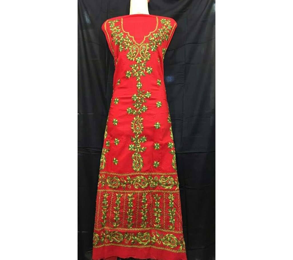 Lal-sobuj Unstitched Voile Single Kamiz