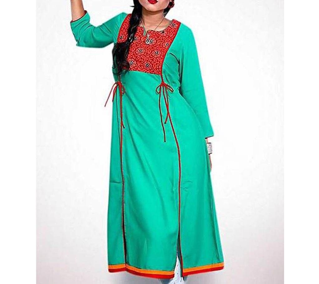 Red Indian Linen Kurti For Women