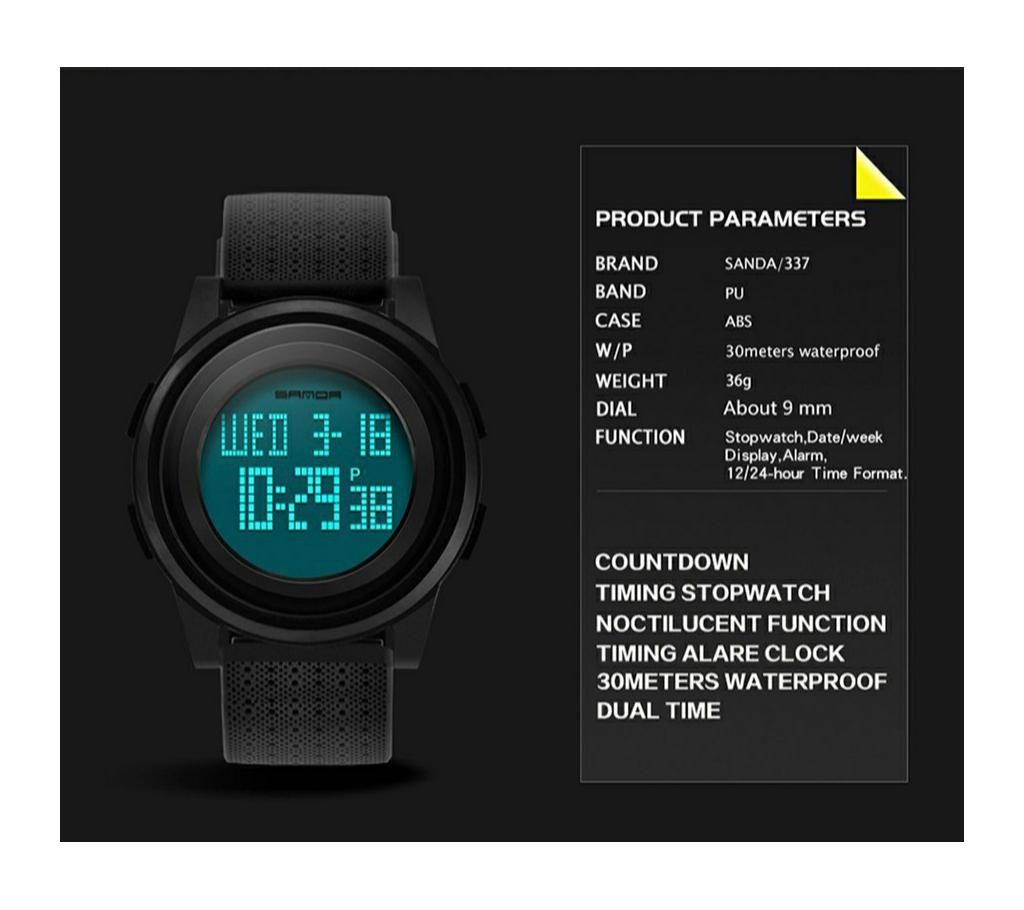 SANDA 337 Digital  Waterproof Student Watch