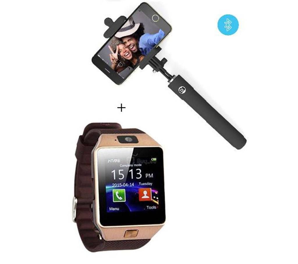 DZ09 Smart Watch-Sim Supported With Selfie Stick