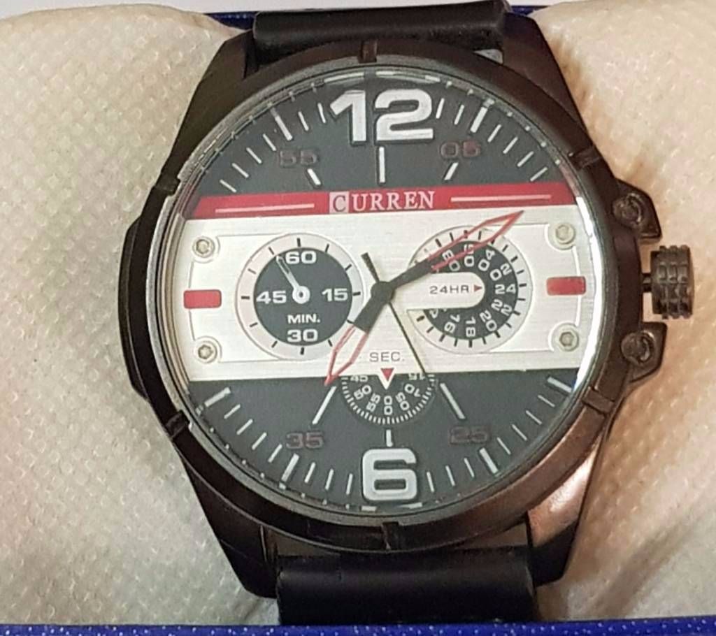 Curren Black & White Gents Wristwatch