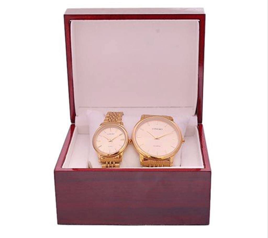 Longbo Golden Analog Watch for Couple