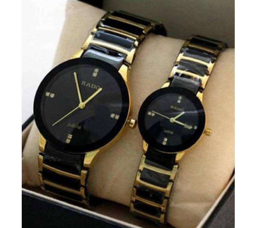 Rado Combo Watch for Couple Black and Golden  SKA