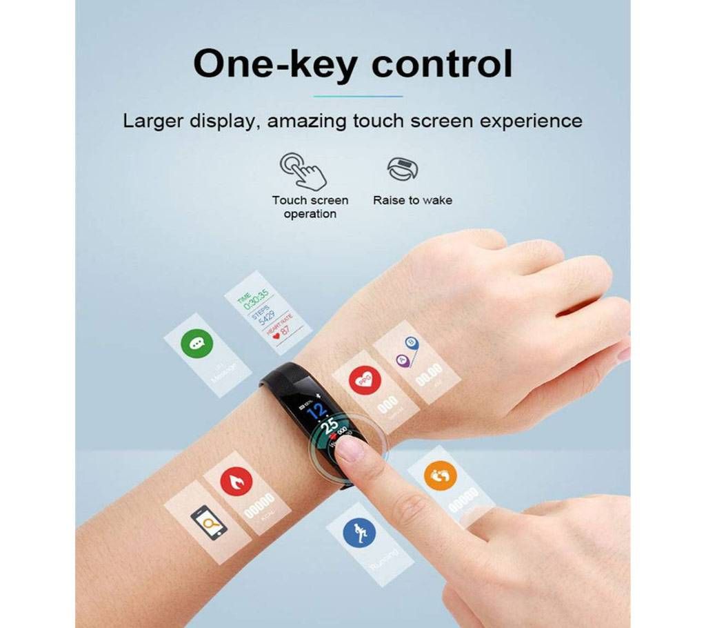 CD02 Bluetooth Smartwatch and Sport Fitness Heart Rate Bracelet Watch - Simless