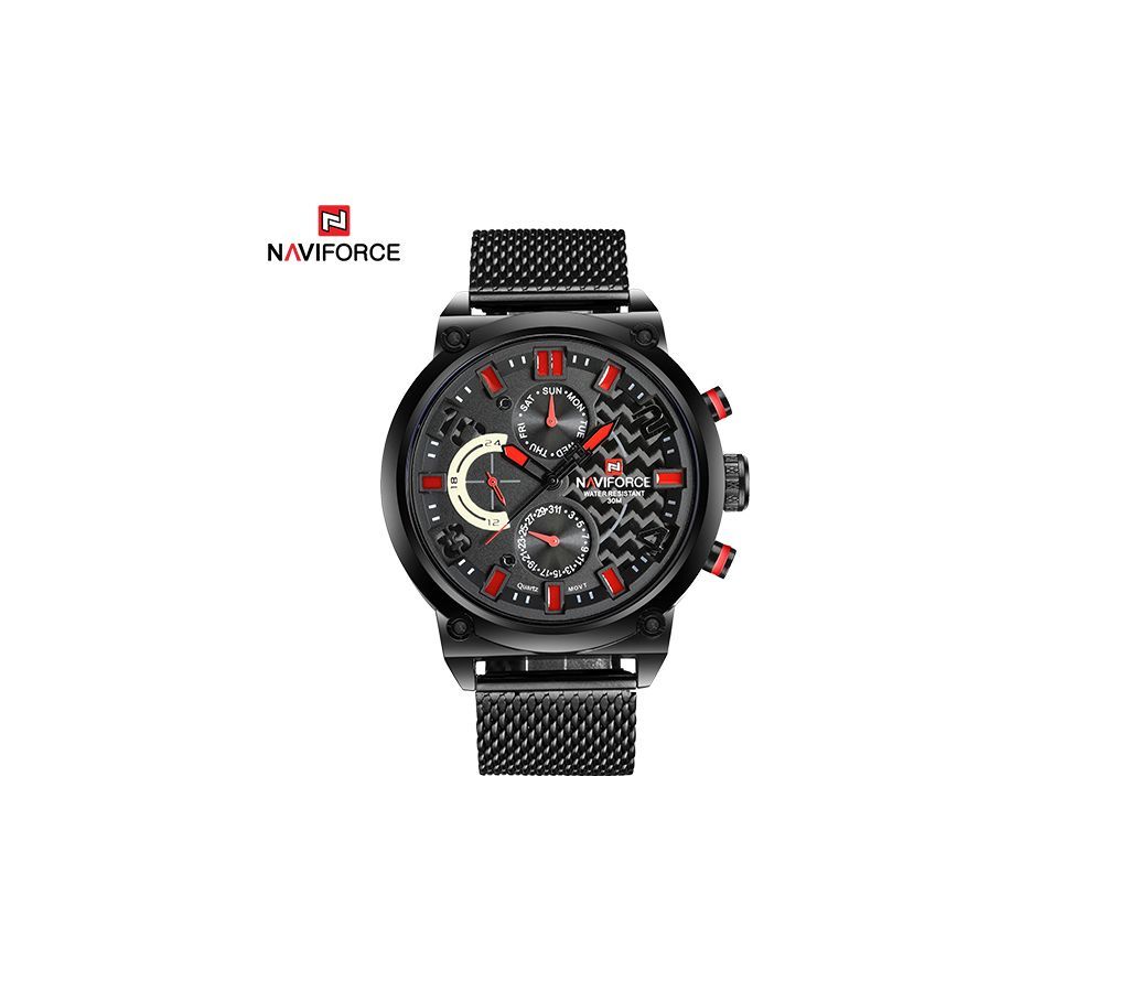 Naviforce 9068 Stainless Steel Mens Analog Quartz Sport Wrist Watch