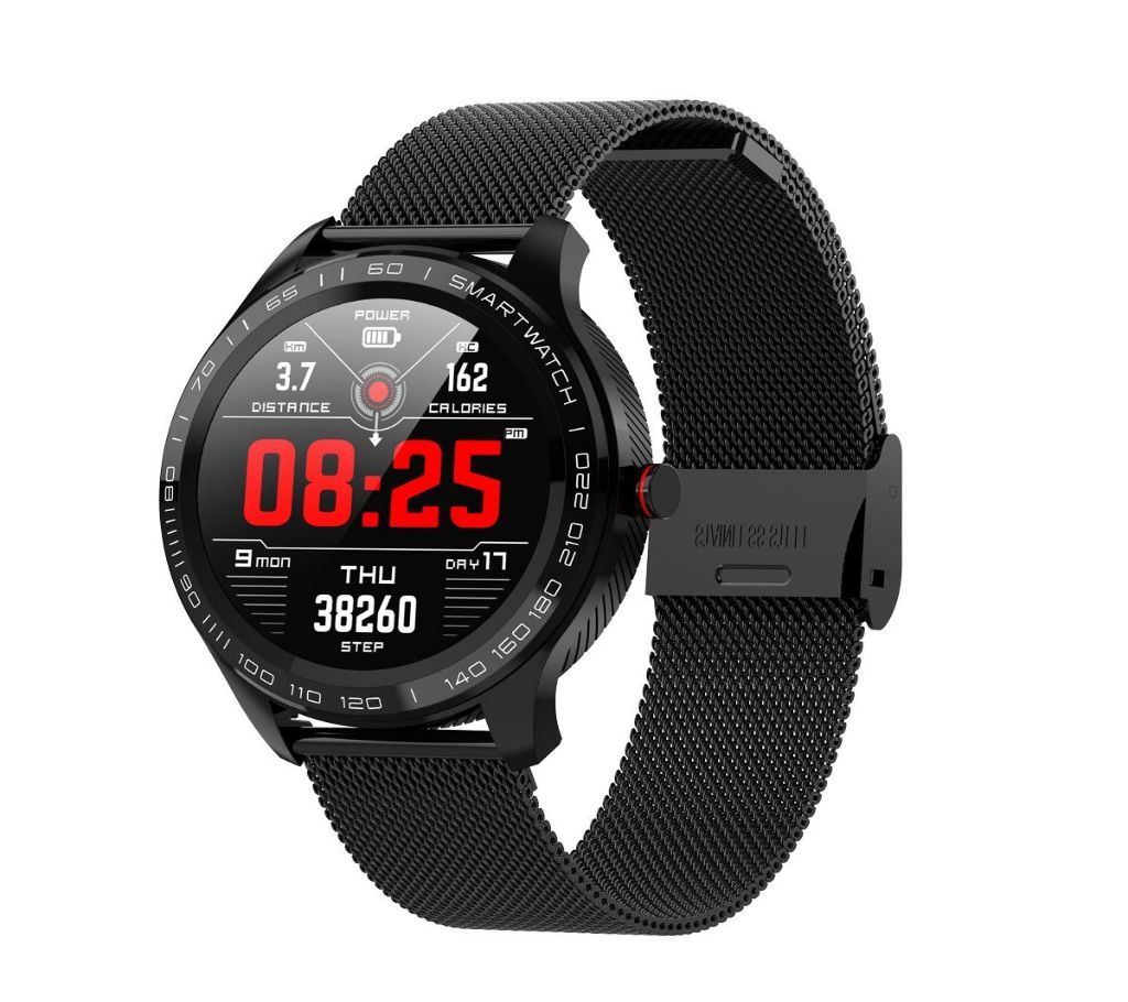 L9 ECG Blood Pressure Oxygen Heart Rate Monitor Waterproof IP68 Smart Watch-Black Steel