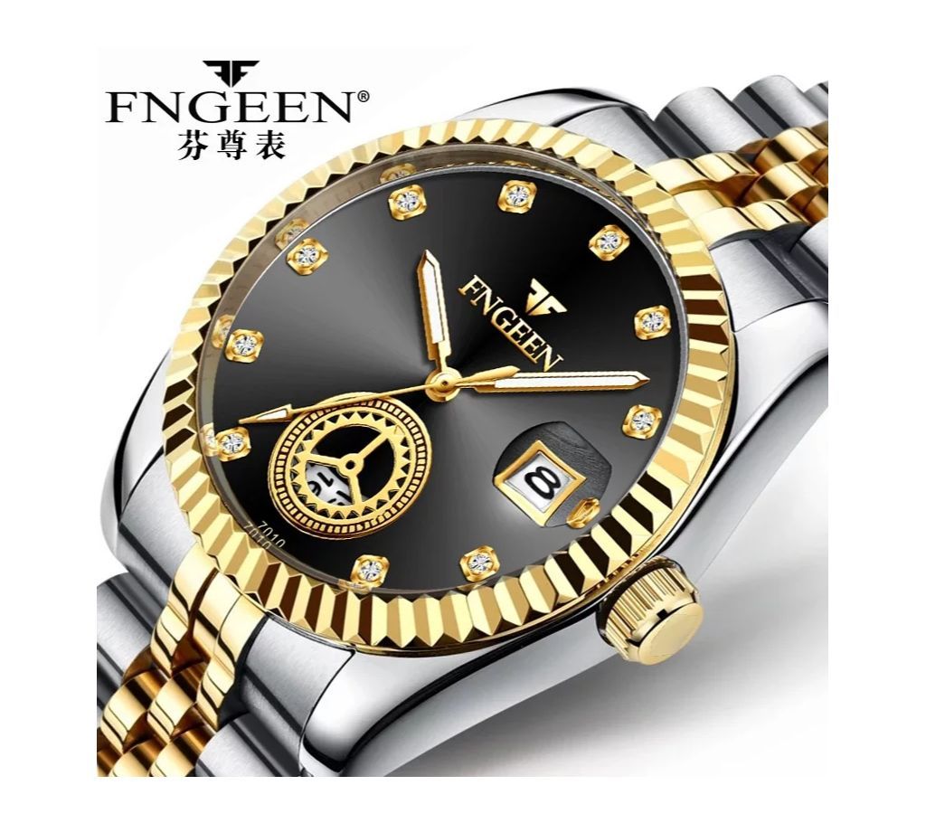 FNGEEN Ladies Silver-Black Luxury Wrist Watch