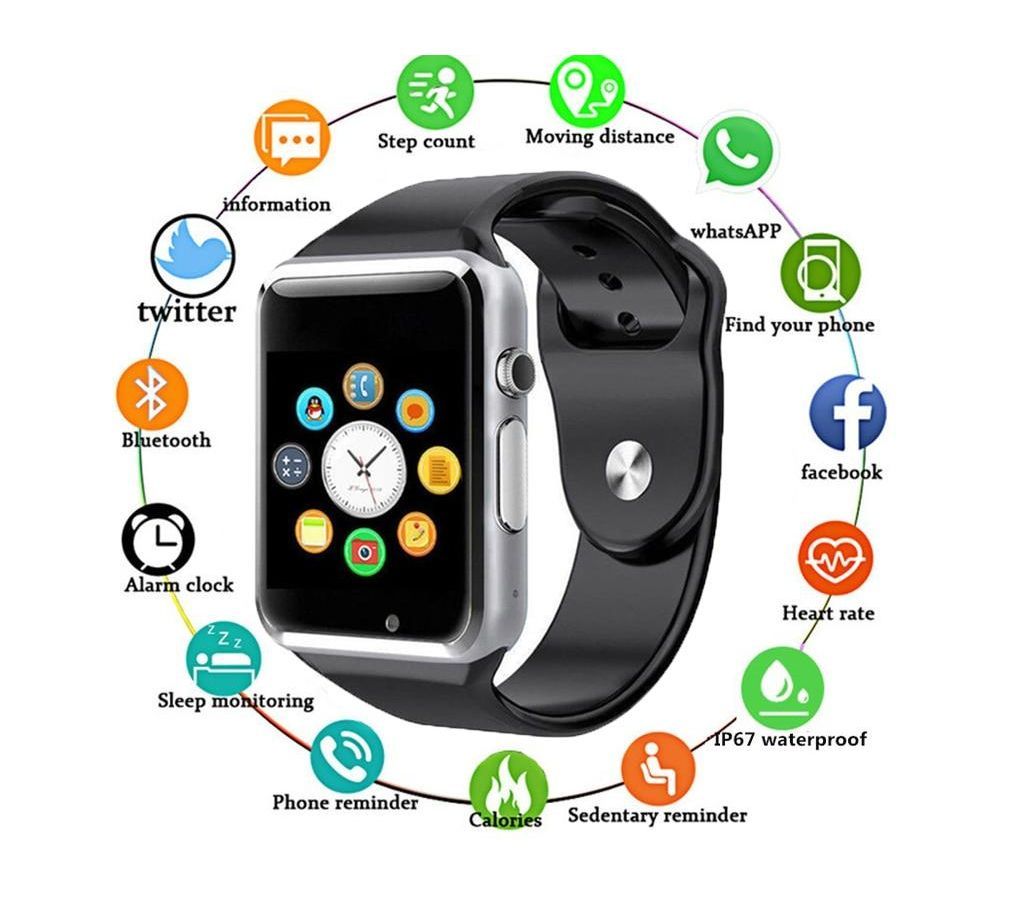 A1 Bluetooth Smart Watch with GPS - Black 