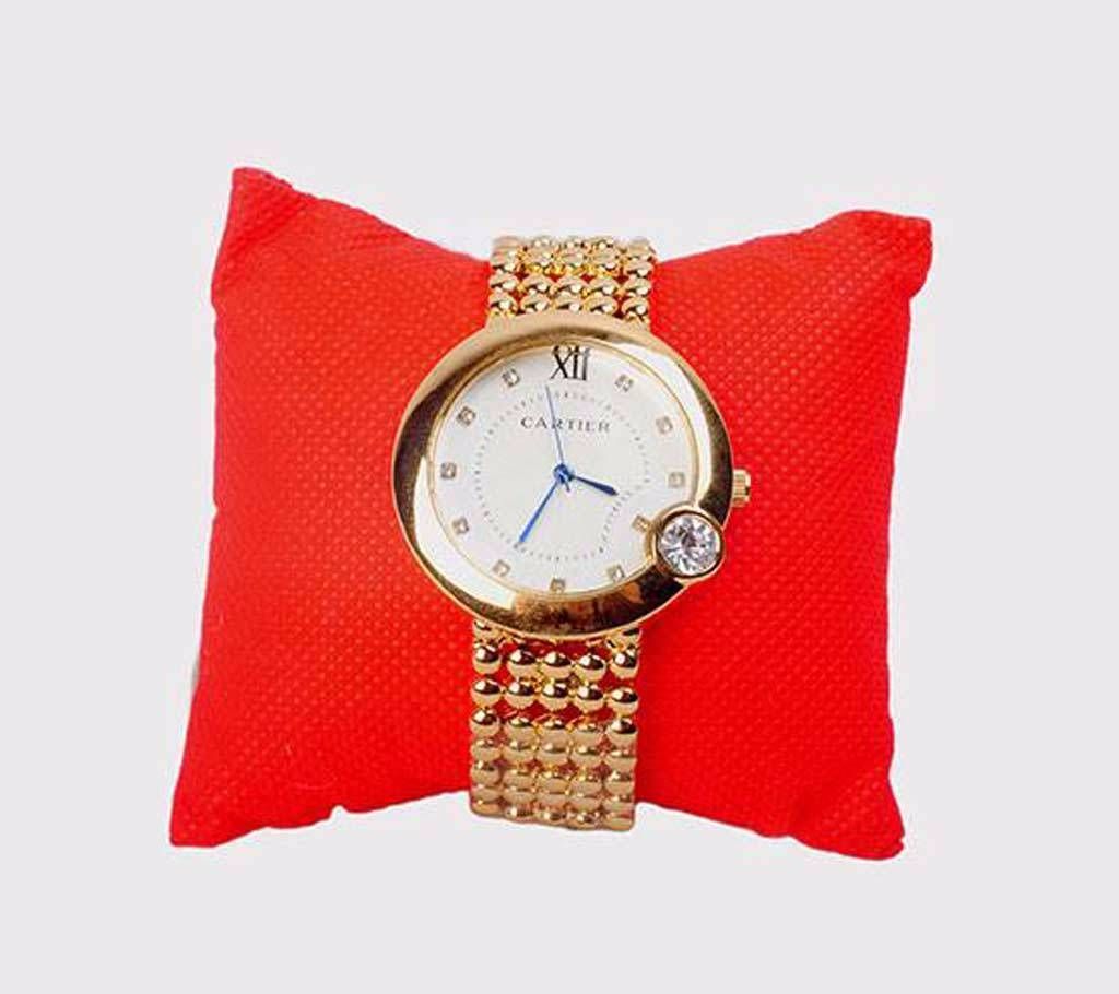 Golden round watch for women