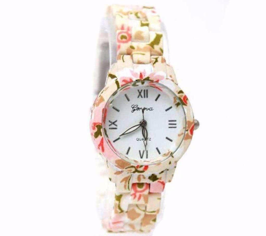 Floral design wrist watch for ladies 