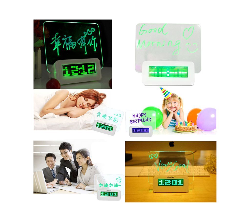 LCD Green Backlight Message Board Digital Alarm Clock