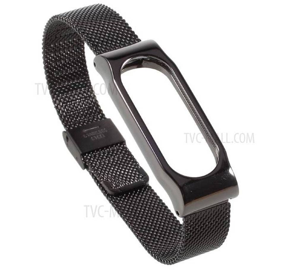 Mi Band 3 Stainless Steel Milanese Magnetic Strap- Black