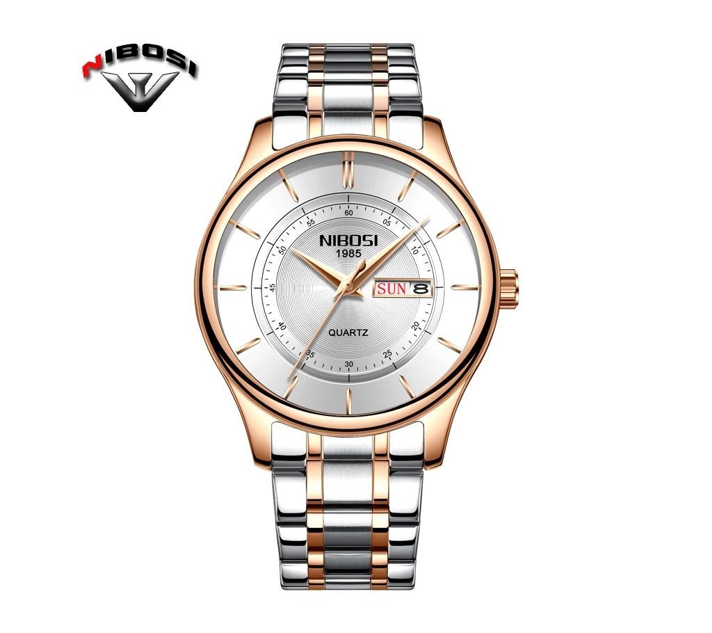 NIBOSI Mens Luxury Silver Quartz Wrist Watch