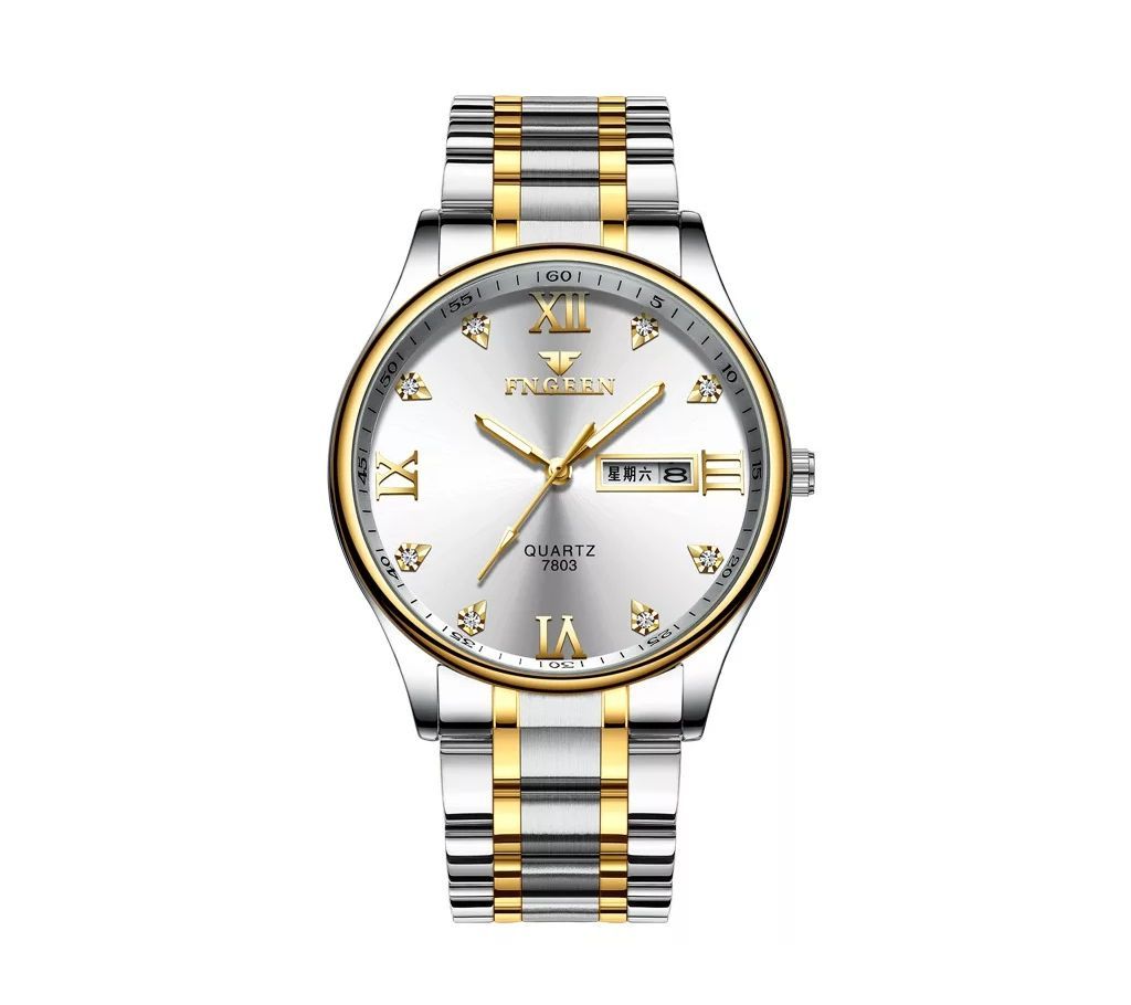 FNGEEN Mens Silver Luxury Wrist Watch