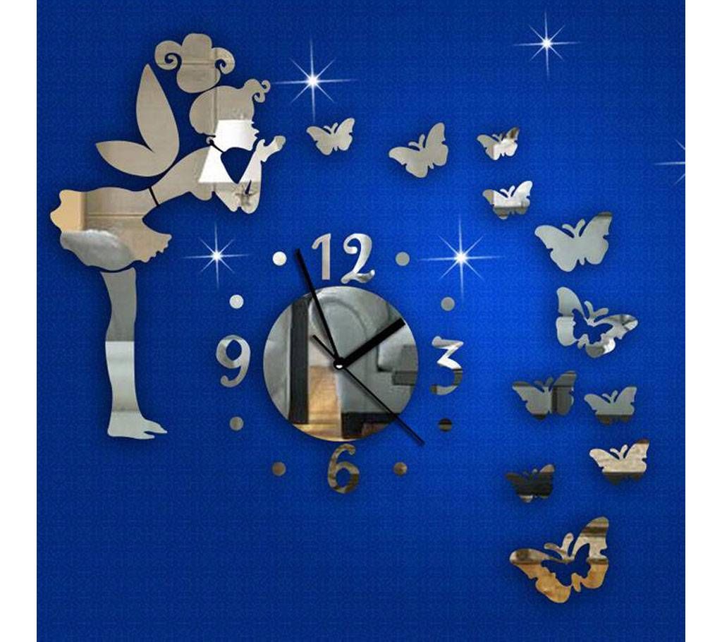 Butterfly Fairy DIY Mirror Wall Clock