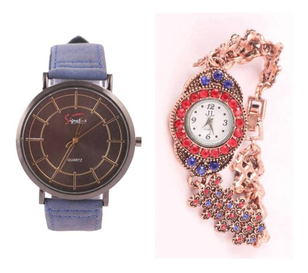 Gent's Wrist Watch+Ladies Bracelet Watch