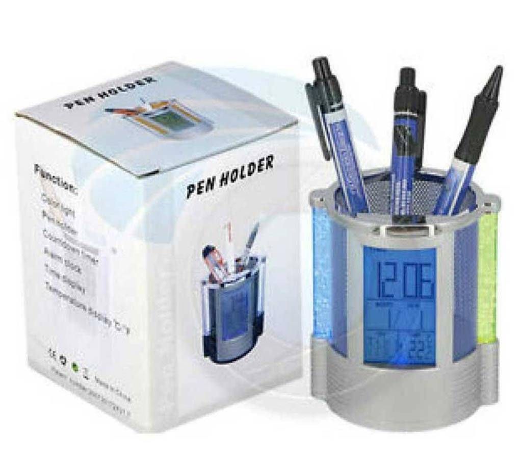 Desktop Digital clock pen holder 