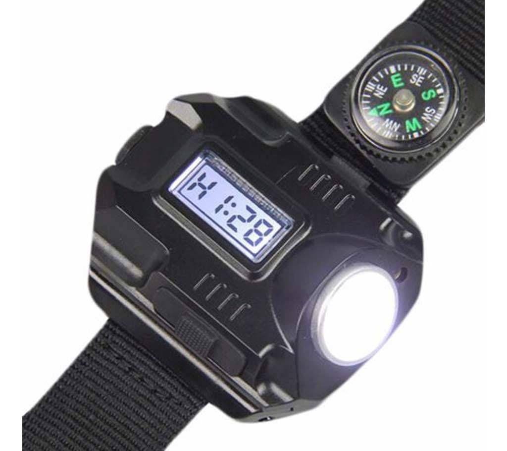Rechargeable LED flashlight rist watch