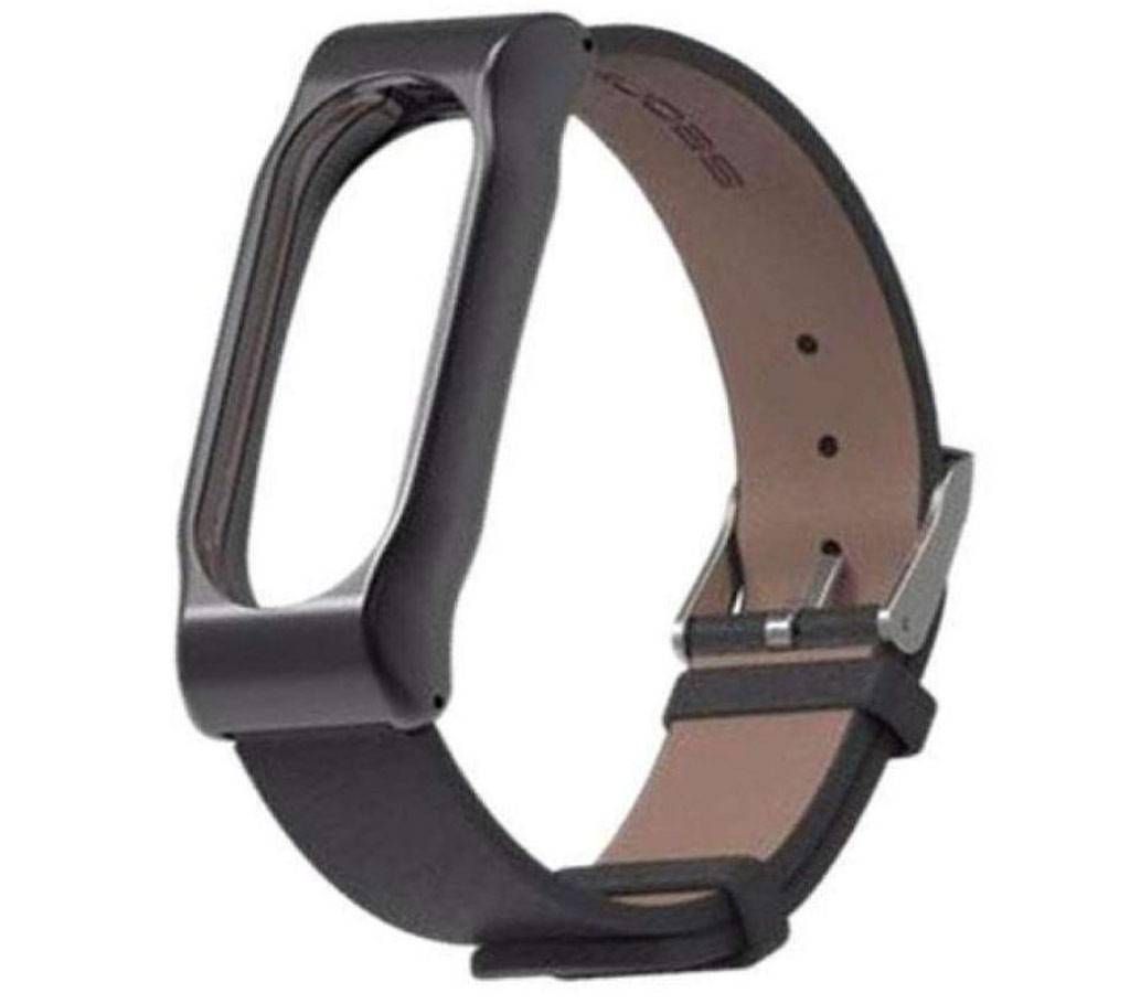 Mi Band 2 Wistband Metal Leather Strap Belt