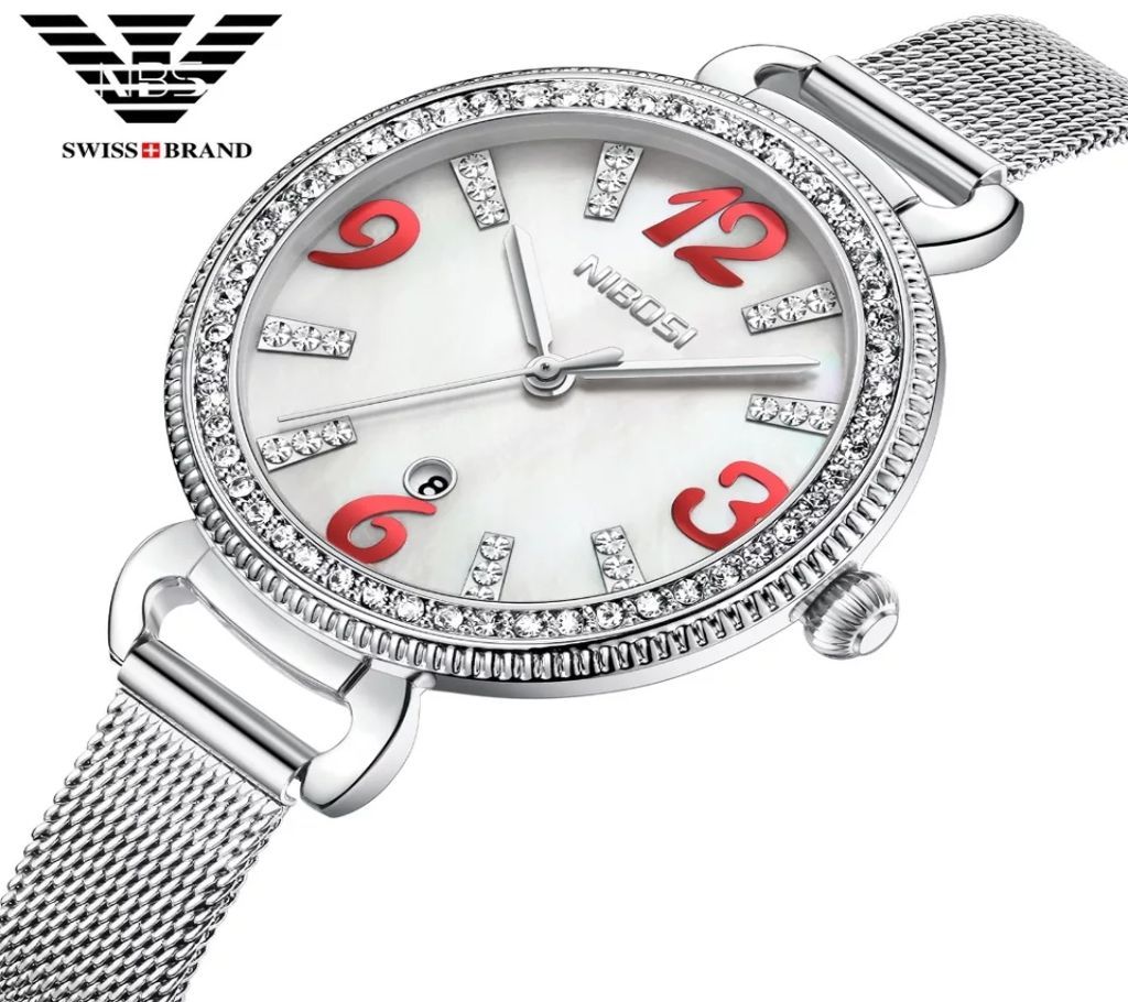 NIBOSI Ladies Luxury Silver Brand Bracelet Wrist Watch