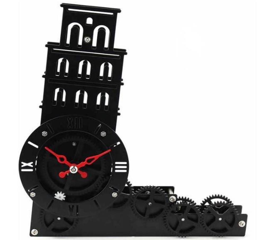 Leaning Tower of Pisa Desk Clock - Black