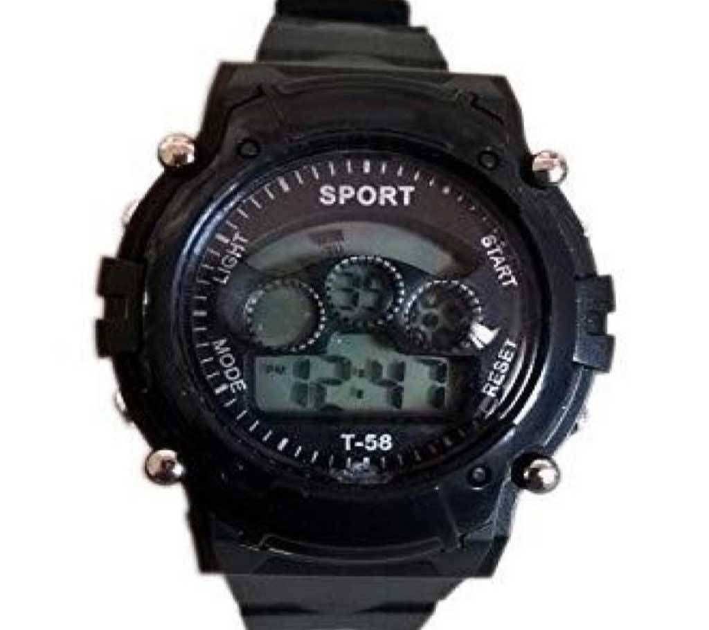 Rubber Strap Digital Watch For Kids-Black