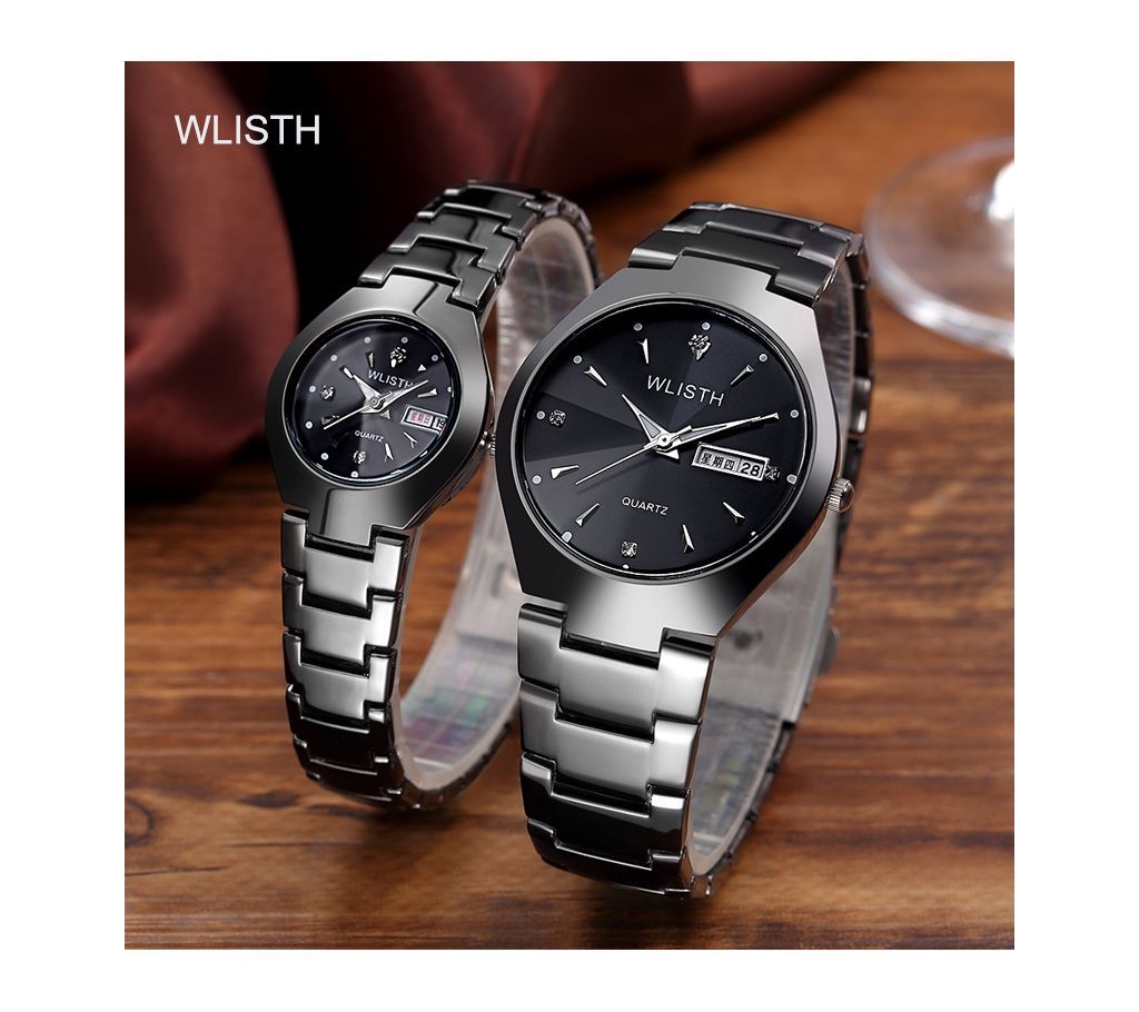 WLISTH Combo Lover Black Luxury Quartz Calendar Date Wrist Watch