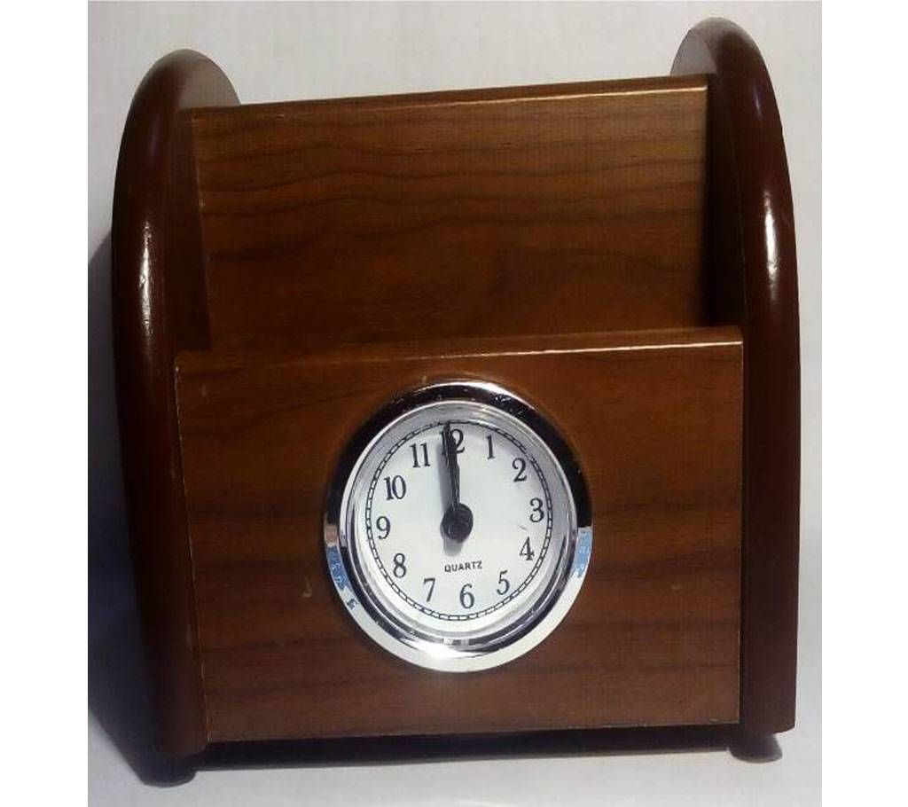 Moving Wooden Penholder Clock