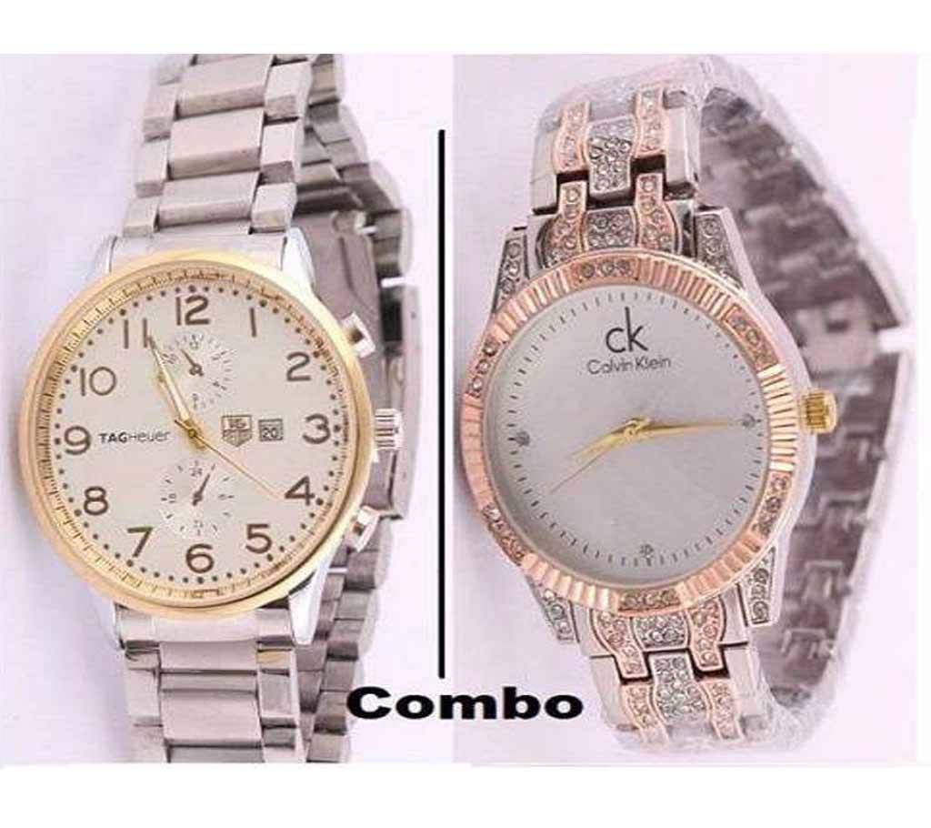Couple TAGHEUER Gents+CK Ladies Wrist Watch 