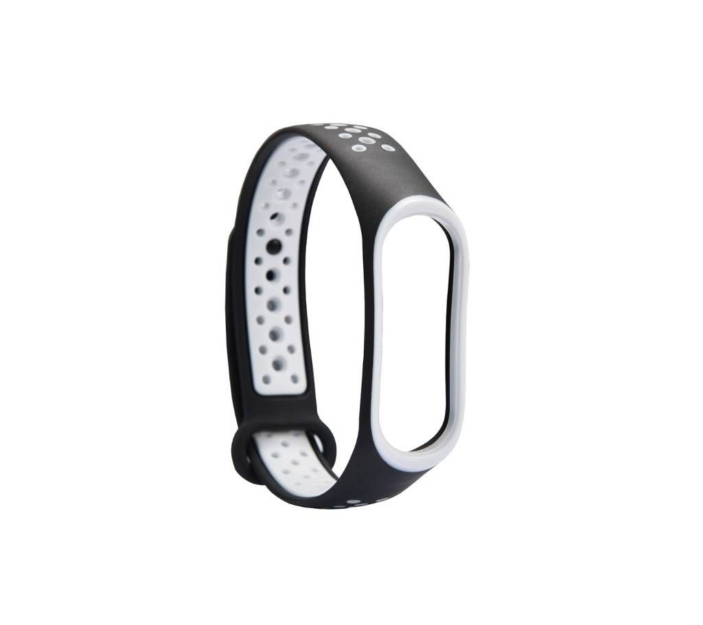 Mi Band 3 sport wrist Silicone strap -Deep Black & White