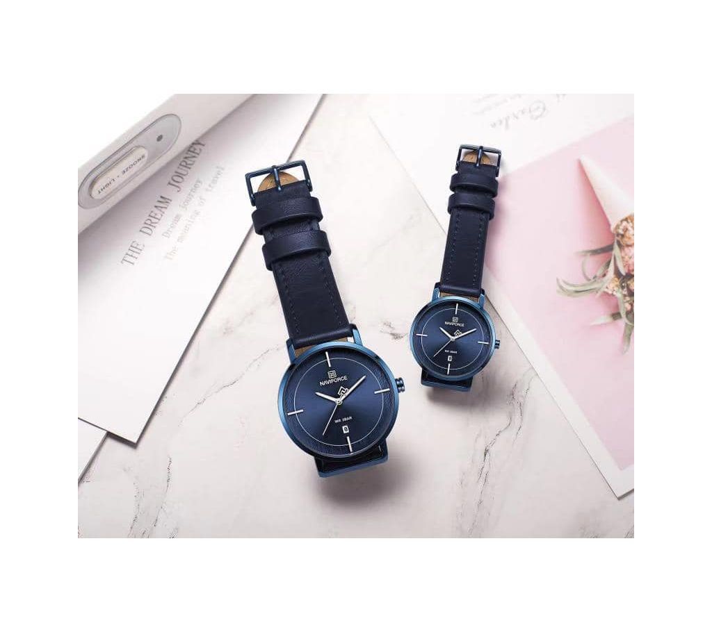 Naviforce NF1240 - GOLDEN ,BLUE and lead colur COUPLE wrist analog watch Business class
