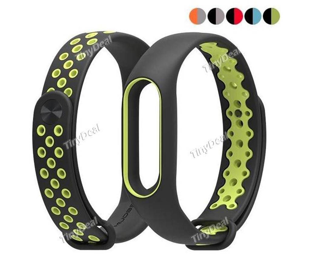 Silicone Strap Bracelet for Mi Band 2 - Black and green