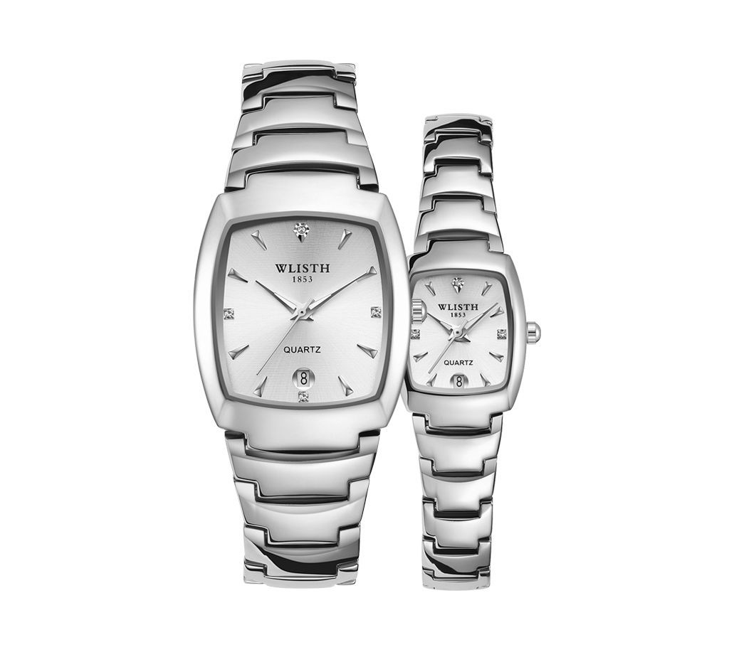 WLISTH Combo Lover Full Silver Quartz Oval Dial Calendar Date Wrist Watch