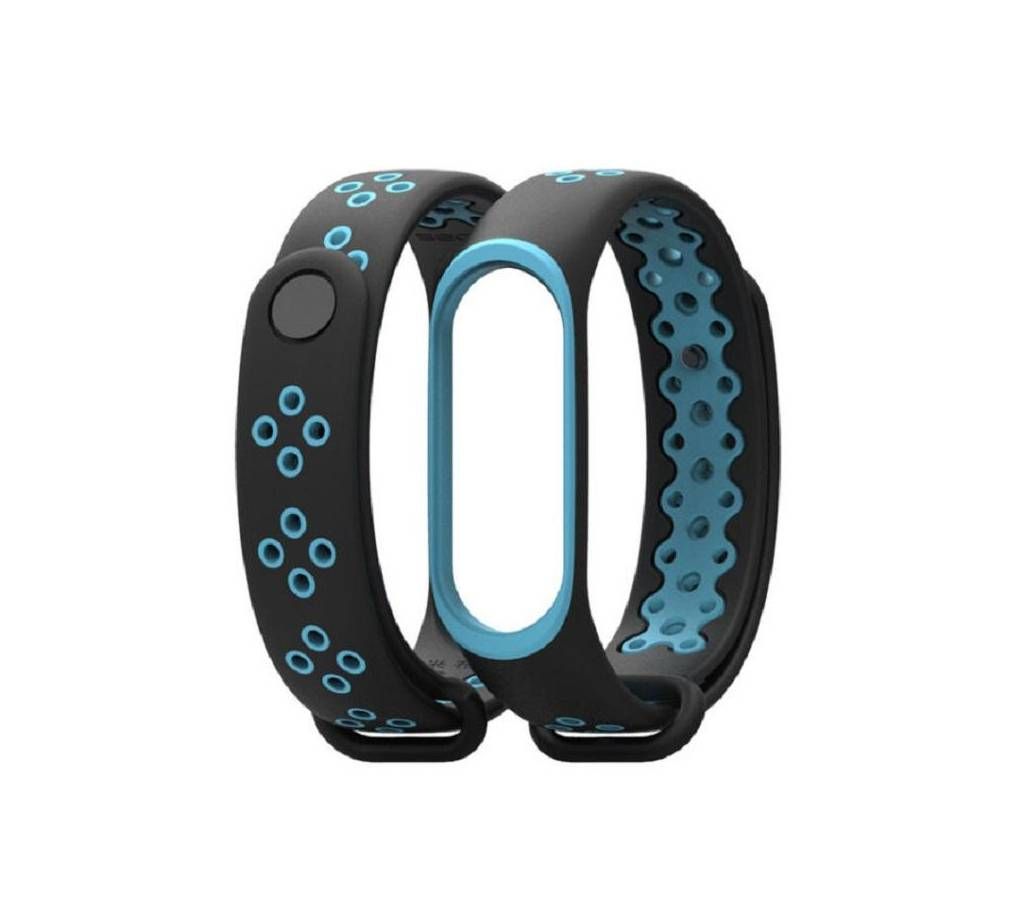 Mi Band 3 sport wrist Silicone strap - Black & Blue