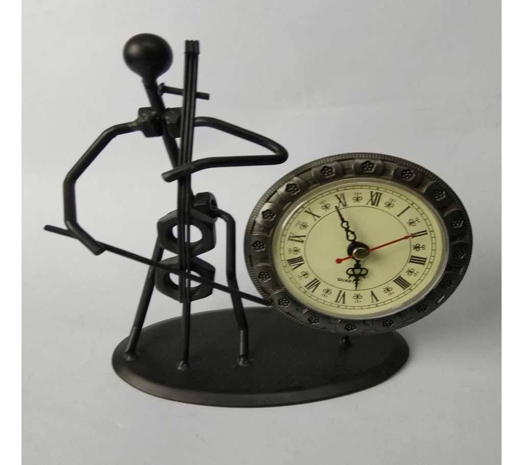 Music Metal Table Quartz Clock Gift - Black