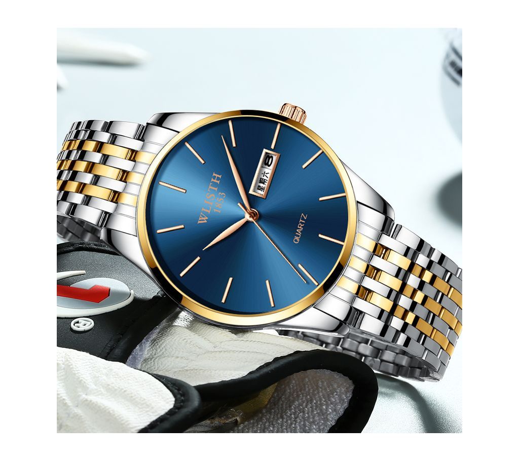 WLISTH Mens Quartz Silver-Blue Wrist Watch