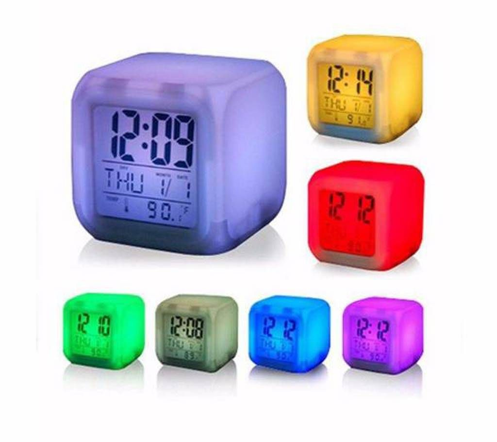 automati color change led table clock
