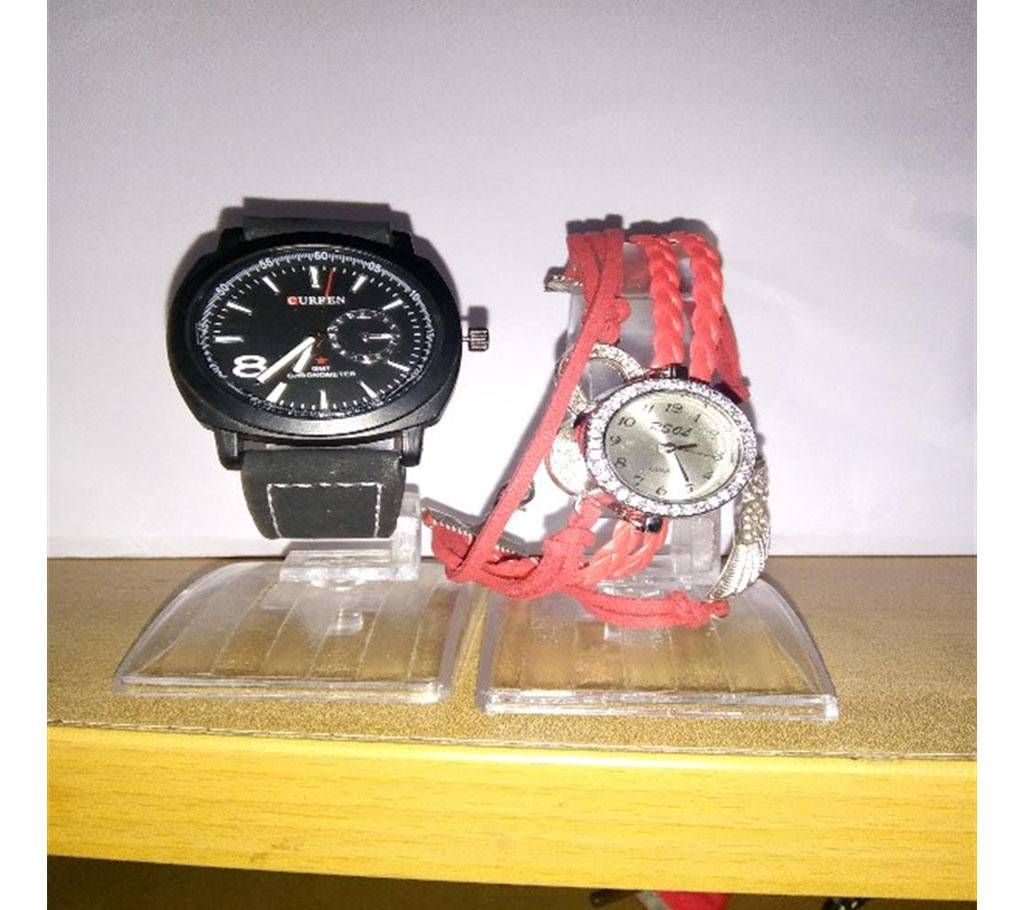 Curren Wrist Watch For Men + Bird Ladies Wrist Watch