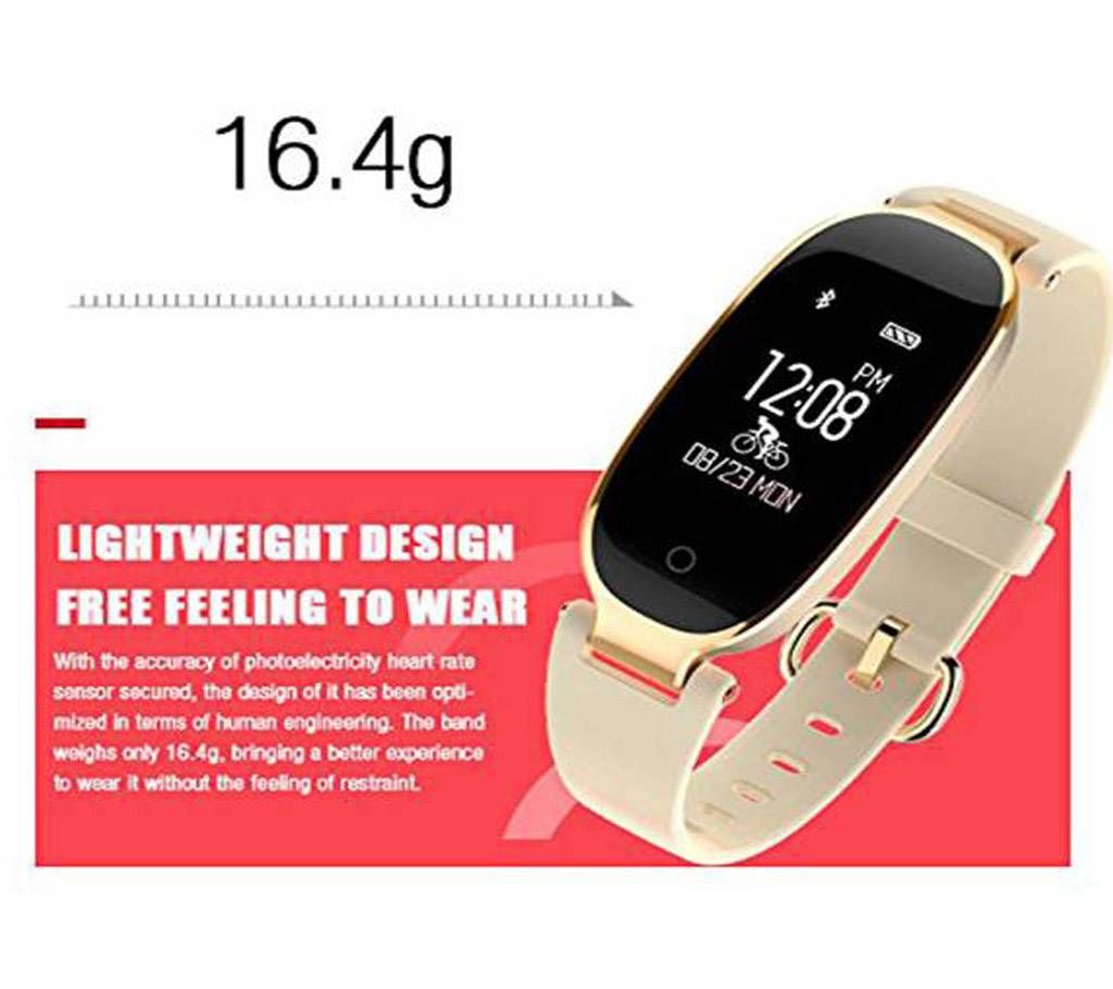 S3 Woman Bluetooth Waterproof Smart Bracelet Watch- Golden