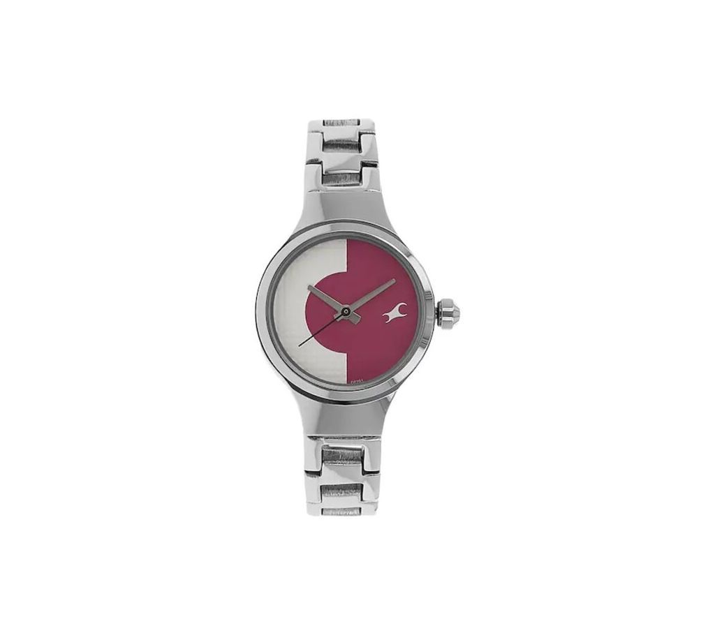 BICOLOUR DIAL SILVER METAL STRAP WATCH