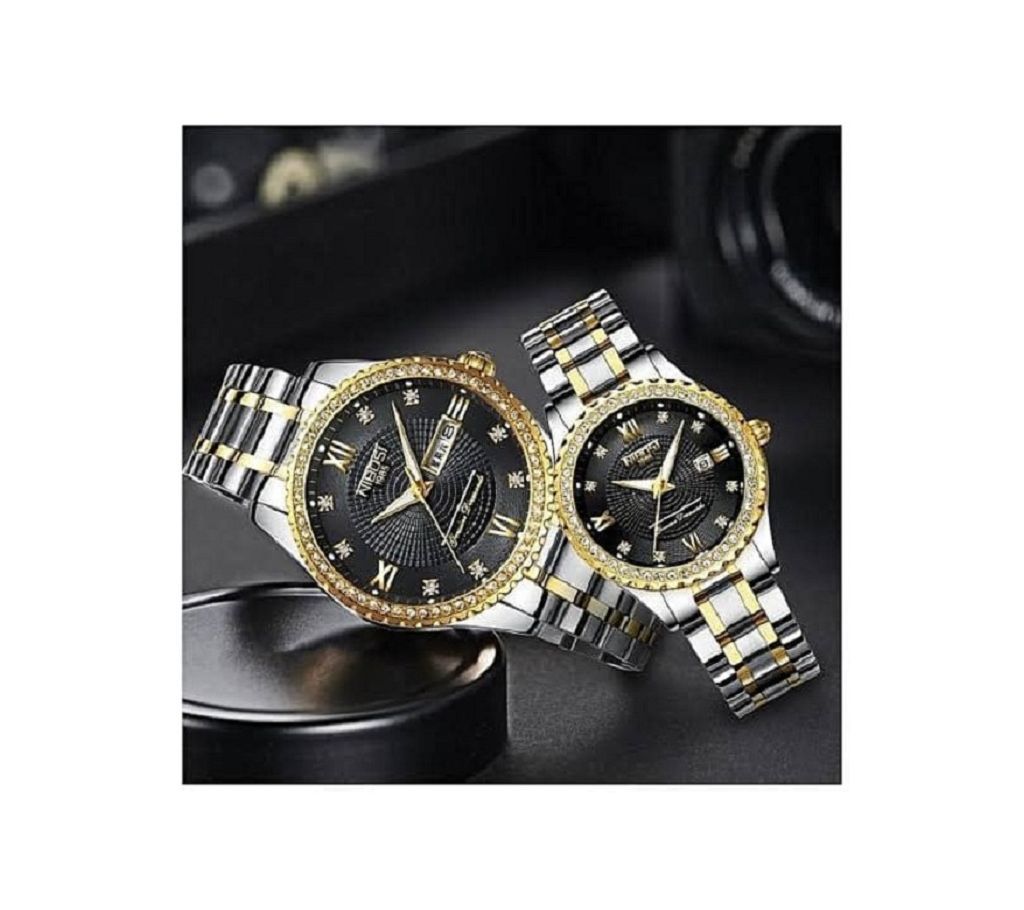 NIBOSI  - Stylist stainless steel  COUPLE wrist analog watch Business class