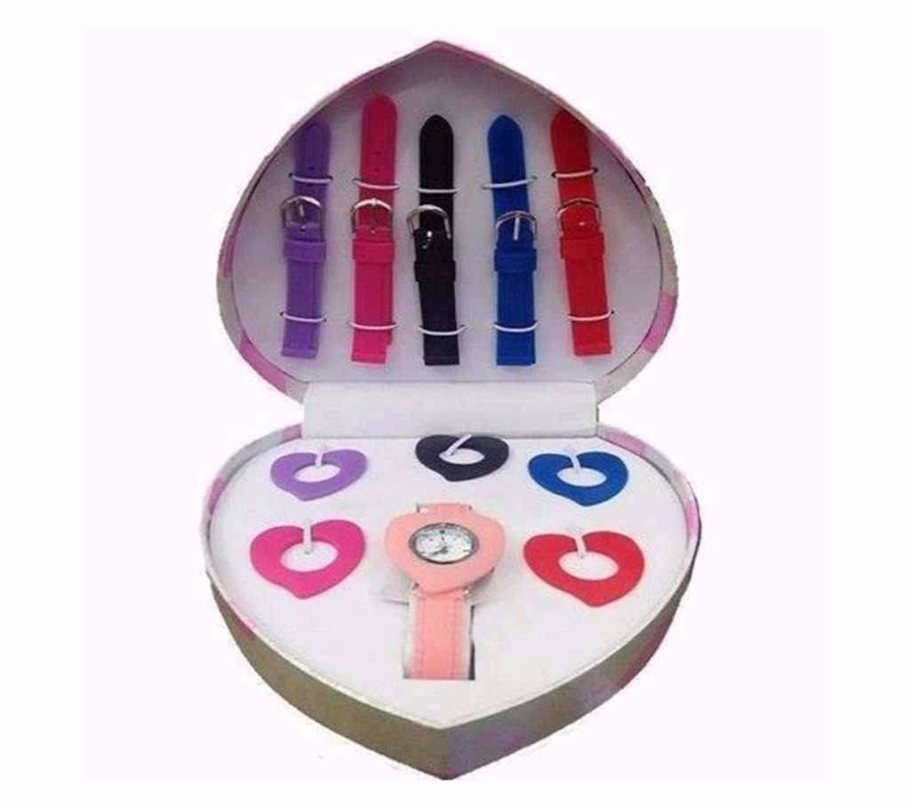 Heart Shaped Matching Strap Ladies Watch Set