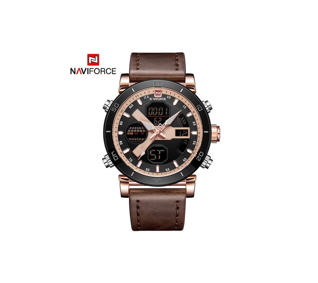 NAVIFORCE Luxury Brand Mens Sport Watches Men Fashion Quartz Digital Clock Man Leather Military Waterproof Wrist Watch