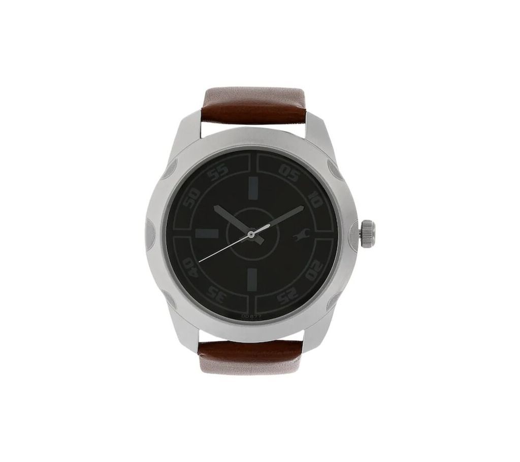 BLACK DIAL BROWN LEATHER STRAP WATCH