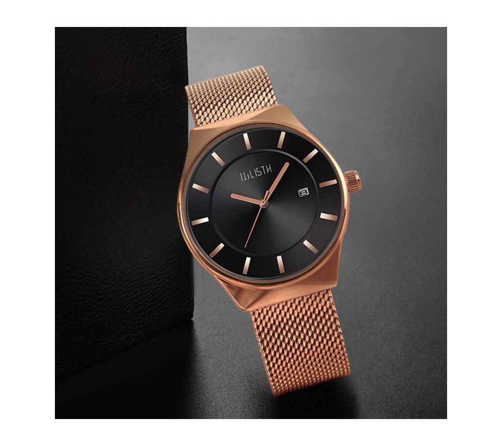 WLISTH Ladies Quartz Golden-Black Calendar Date Wrist Watch