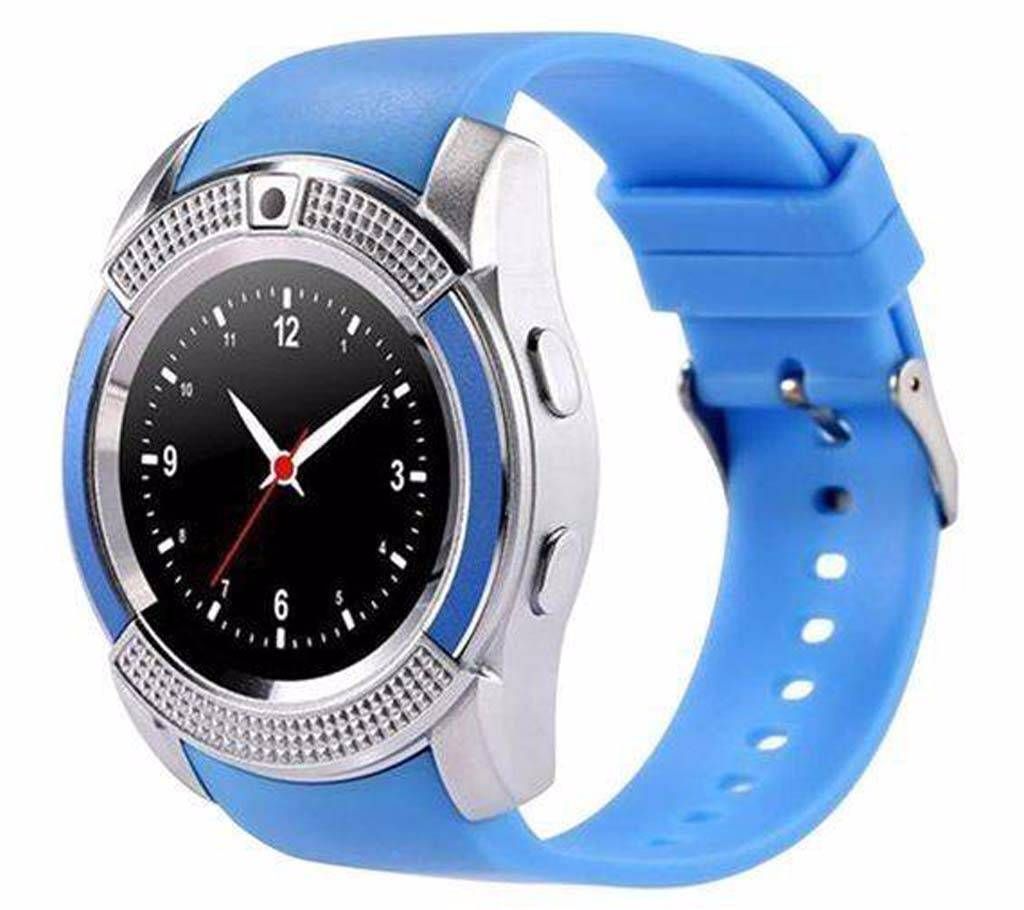 V8 Smart Watch Clock With Sim- Blue