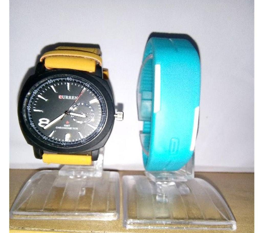 Curren Wrist Watch For Men + LED Sports Watch